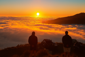 Sunset above the clouds during a buggy adventure in Madeira