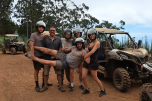 Group of friends enjoying a guided buggy tour in Madeira