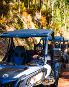 Driver enjoying a guided buggy tour through Madeira’s forest trails