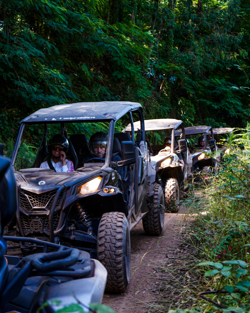 Group buggy tour through a forest trail in Madeira